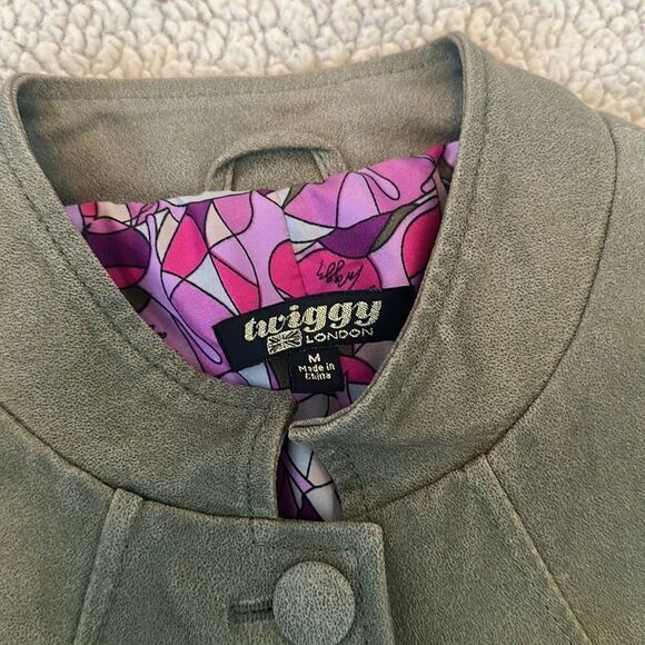 Twiggy green genuine leather jacket size medium - Picture 3 of 9